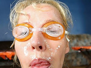 Mature beauty Lisa exhibits her urination playtime during a wild gang encounter