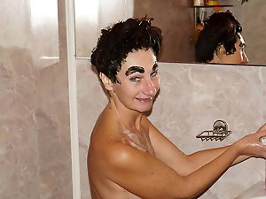 Delightful old prostitute takes off provocative panties