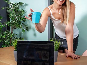 Sexy busty 41yo Melany gets creampie from her boss PART 1