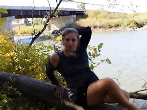 Feisty older bitch is playing alone