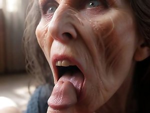 Elderly partner removes seductive lingerie